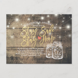 STANNA HEMMA STANNA SÄKERT BRÖLLLOP UPPHÄVANDE MAS MEDDELANDE VYKORT