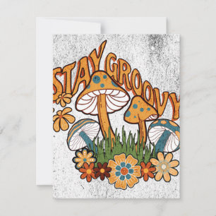 Stanna i 60-årsåldern - Retro-svampar och blommor Julkort