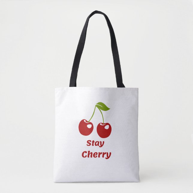 Stanna i Cherry - White Tote Tygkasse (Framsida)
