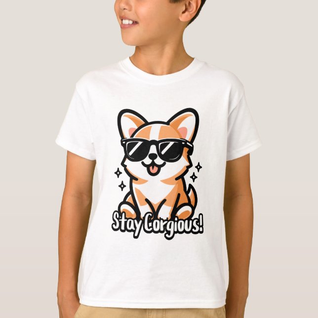 Stanna i Corgious! Cute Cogri Hund Pun T Shirt (Framsida)