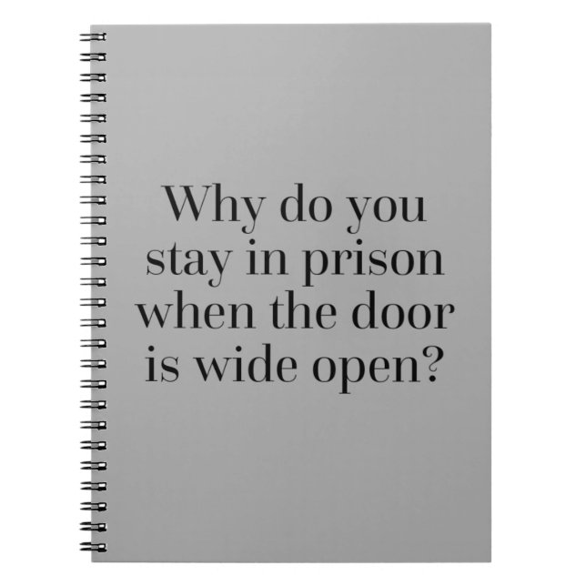 Stanna i fängelsofferten anteckningsbok med spiral (Framsidan)