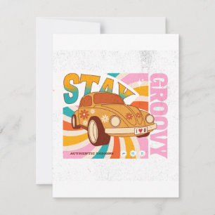 Stanna i Groovy - Retro-bil Julkort