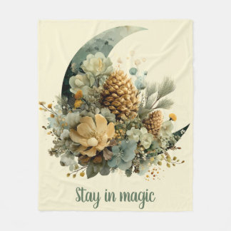 Stanna i Magic Winter Måne Design Fleecefilt