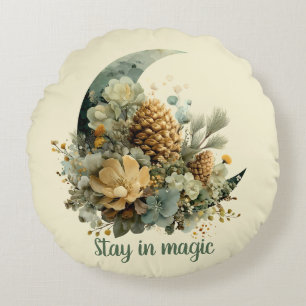 Stanna i Magic Winter Måne Design Rund Kudde
