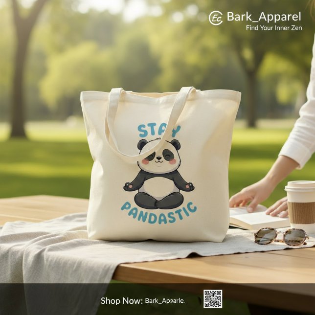 Stanna i Pandastisk T-Shirt, Lustigt Panda Meditat Tygkasse (Skapare uppladdad)