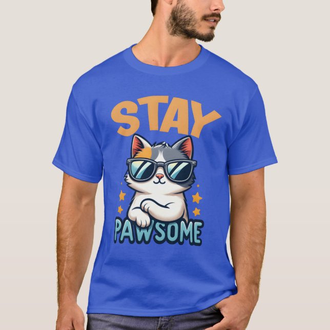Stanna i Pawsome Cat for a Cat owner cat Lover vin T Shirt (Framsida)