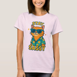 Stanna i Sassy Cat T-Shirt Funny Summer Cat Mamma 