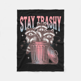 Stanna i Trashy Humor Raccoon Retro Thmet Raccoon Fleecefilt