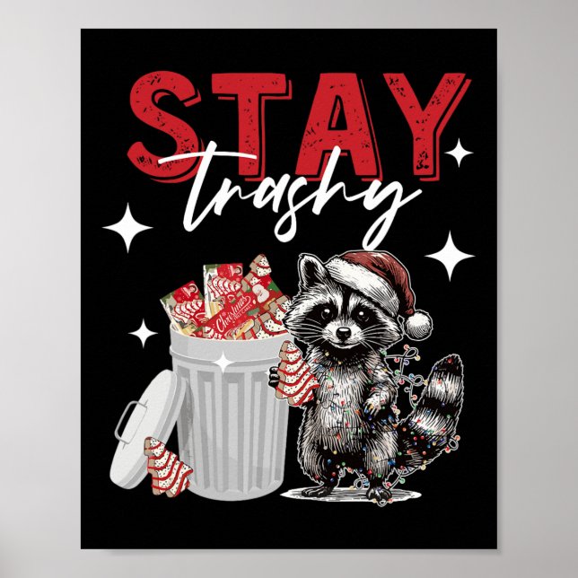 Stanna i Trashy jul Raccoon Julafton Sopor Panda R Poster (Framsidan)