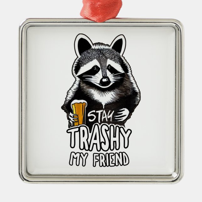 Stanna i Trashy My Friend Raccoon Julgransprydnad Metall (Framsidan)