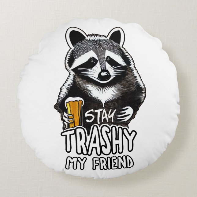 Stanna i Trashy My Friend Raccoon Rund Kudde (Framsidan)