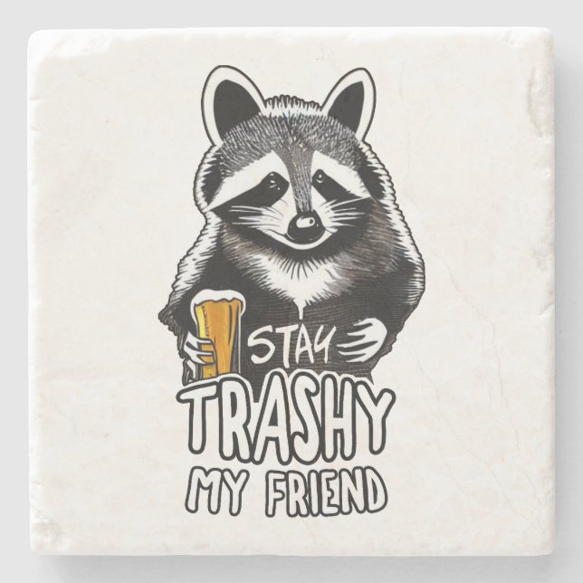 Stanna i Trashy My Friend Raccoon Stenunderlägg (Framsidan)