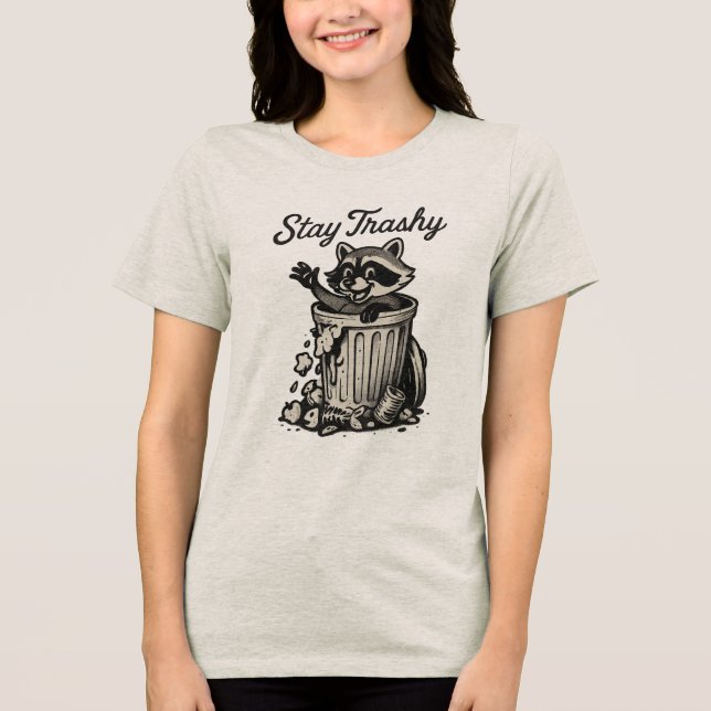 Stanna i Trashy Raccoon T Shirt (Framsida)