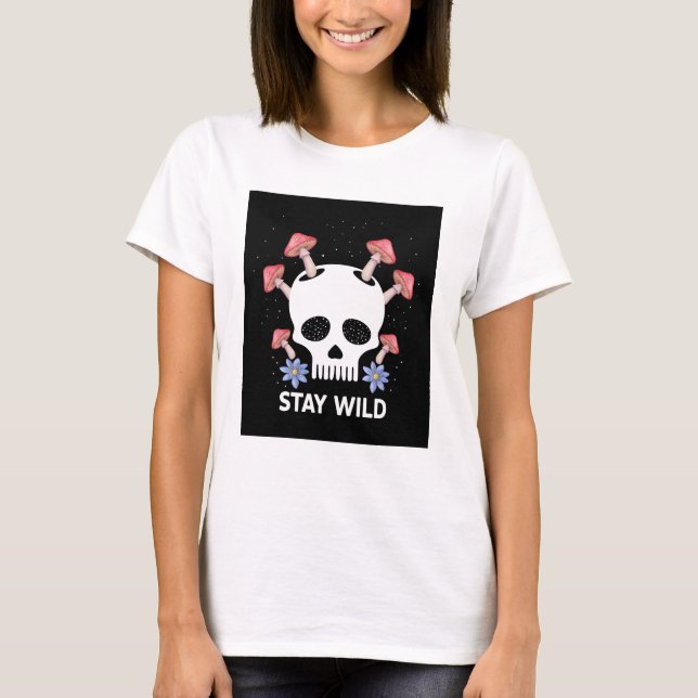Stanna i Vildens skallsvamp svg, Stil Human Skull  T Shirt (Framsida)