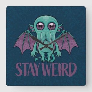 Stanna Konstig Cute Cthulhu Monster Fyrkantig Klocka