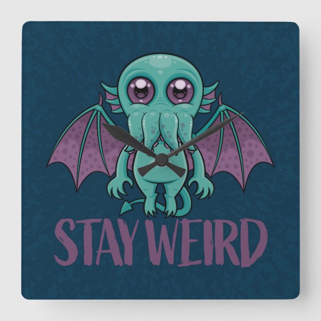 Stanna Konstig Cute Cthulhu Monster Fyrkantig Klocka (Framsida)