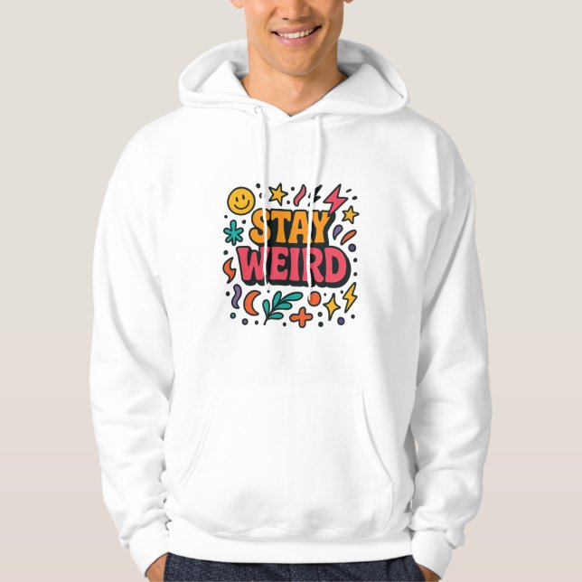 Stanna Konstig Funky Retro Doodle Hoodie (Framsida)