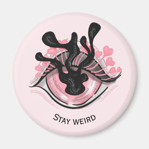 Stanna Konstig Goth Rosa Öga Creepy Horror Wicca Magnet