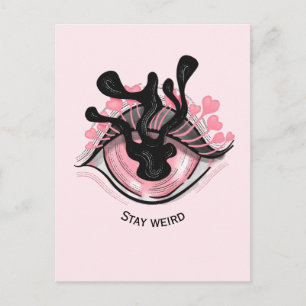 Stanna Konstig Goth Rosa Öga Creepy Horror Witch Vykort