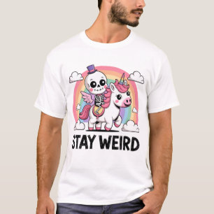 Stanna konstig skelettet i encorn t shirt