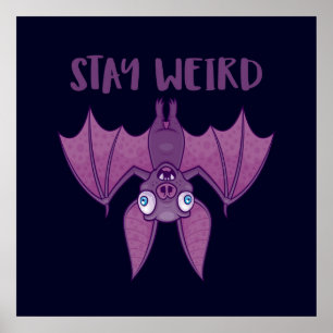 Stanna Konstig Tecknad Fladdermus Poster