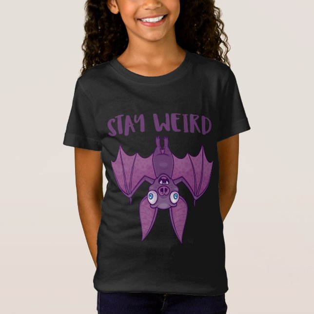 Stanna Konstig Tecknad Fladdermus T Shirt (Framsida)