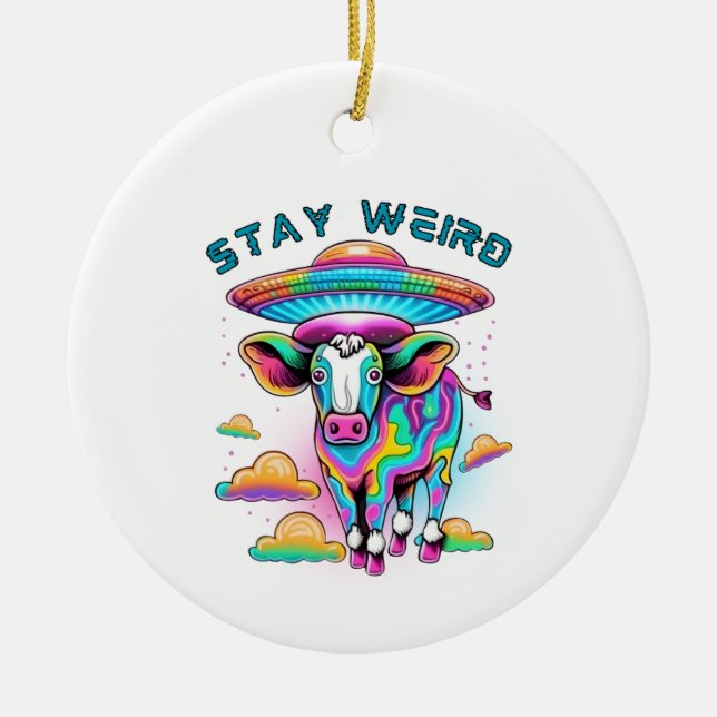 "Stanna Konstig" UFO-kodsornament Julgransprydnad Keramik (Framsidan)