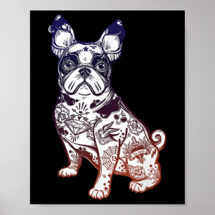 Stanna Konstig - Vintage Fransk Bulldog Tattoo Pet Poster