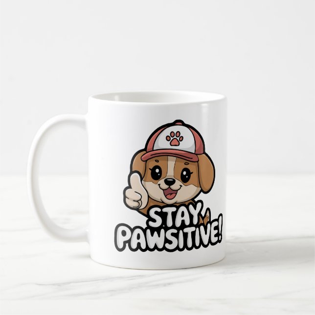 Stanna kvar i den pawsitiva, ynka kaffe Mugg för H (Vänster)