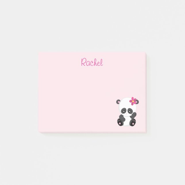 Stanna kvar i Panda Rosa Post-it Block (Framsida)
