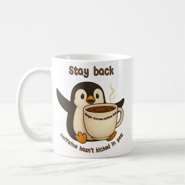 Stanna kvar: koffein har inte hunnit in kaffemugg (Vänster)