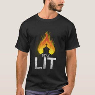 Stanna kvar vid ockult Burning Church Satanic Witc T Shirt