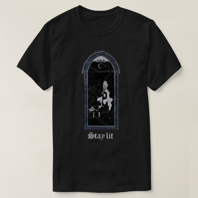 Stanna kvar vid ockult Gothic Grunge Satan Burning T Shirt (Design framsida)