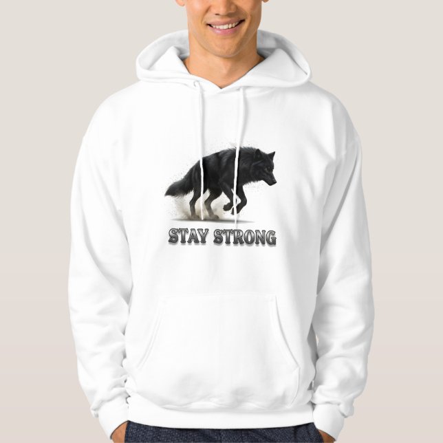 Stanna kvar vid stark Varg Hoodie (Framsida)