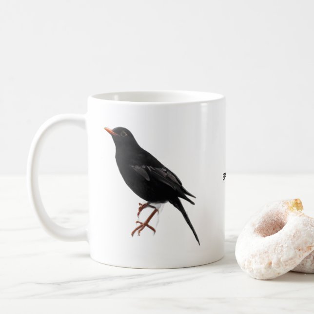 Stanna Kvittera Minimalistisk Svart Fågel Kaffemug Kaffemugg (Med munk)