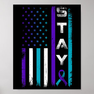 Stanna Lila Ribbon USA flagga Suicide Preventio Poster