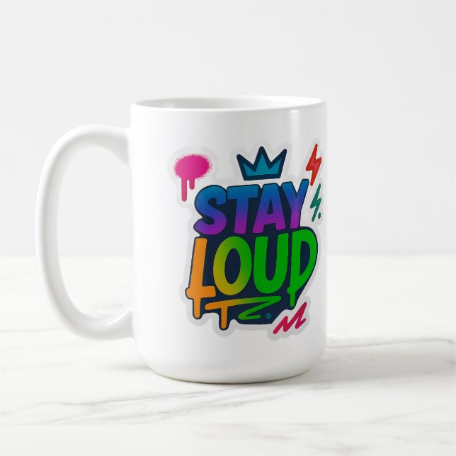 Stanna Loud Graffiti Neon Artwork Kaffemugg (Vänster)