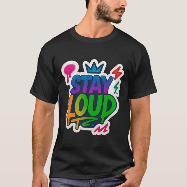 Stanna Loud Graffiti Neon Artwork T Shirt (Framsida)