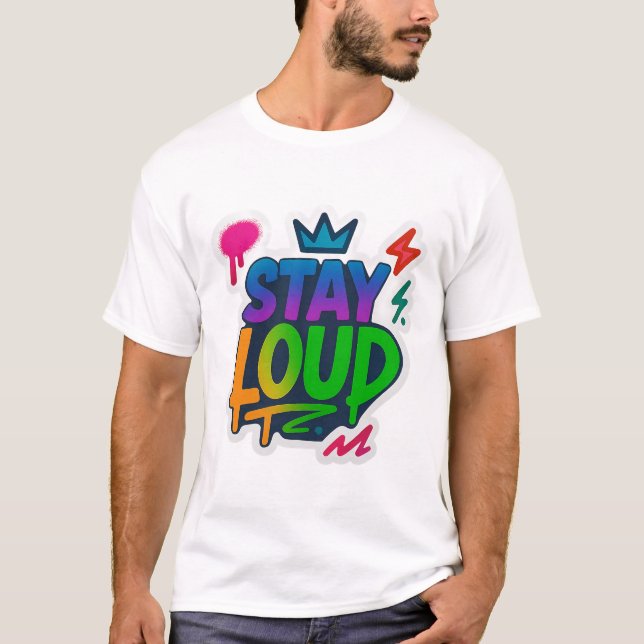 Stanna Loud Graffiti Neon Artwork T Shirt (Framsida)