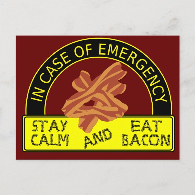 Stanna Lugn, ät bacon Recept Card Vykort (Framsida)