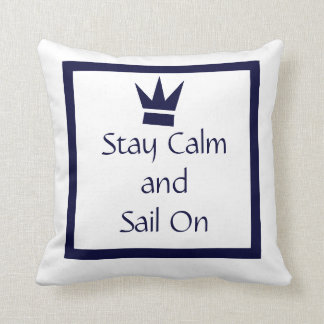 Stanna lugn och segla på WHITE på NAVY BLUE PILLOW Kudde
