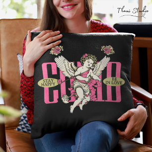 Stanna Lycklig i Kärlek Cupid Valentine Vintage Kudde