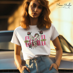 Stanna Lycklig i Kärlek Cupid Valentine Vintage T Shirt