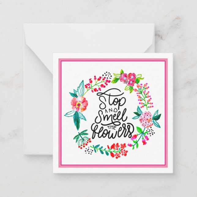 Stanna och lukta blommorna anteckningskort (Framsida)