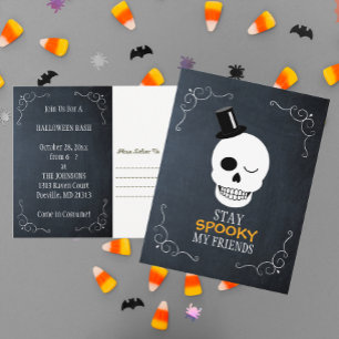 Stanna och tala min vän Skull Halloween-inbjudan Vykort