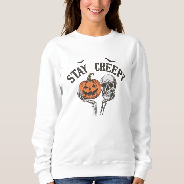 Stanna på Creepy Retro Halloween Skeleton Hand T Shirt (Framsida)