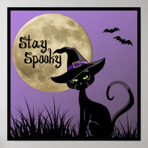 Stanna på Poster för Spooky Halloween Witchy Cat