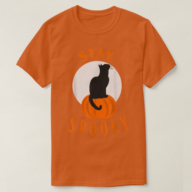 Stanna på Pumpkin Hallowee och Cute Black Cat Sit T Shirt (Design framsida)