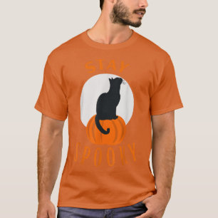 Stanna på Pumpkin Hallowee och Cute Black Cat Sit T Shirt