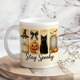 "Stanna på spaj" Halloween-penselpenselkatt Kaffemugg
